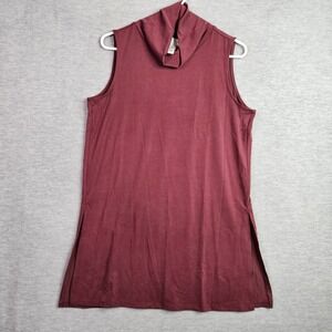 Wynne Layers Sleeveless Tunic Top Women's Size M Mock Neck Burgundy Stretch NEW